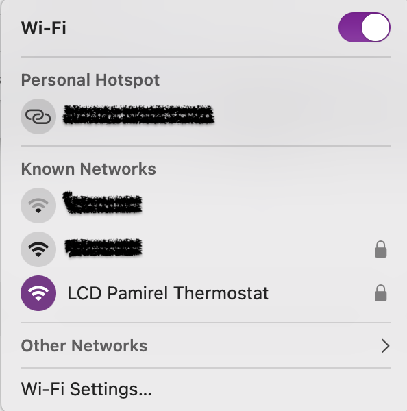 Connected to LCD Pamirel Thermostat