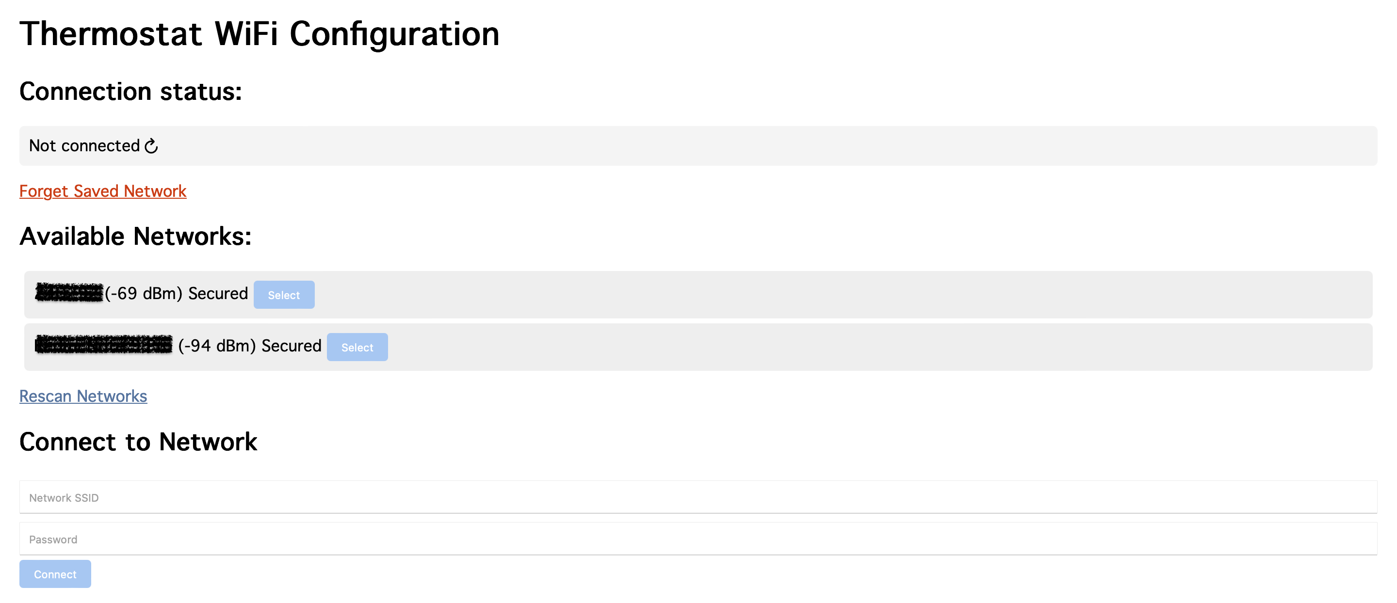 Wifi Configuration Page